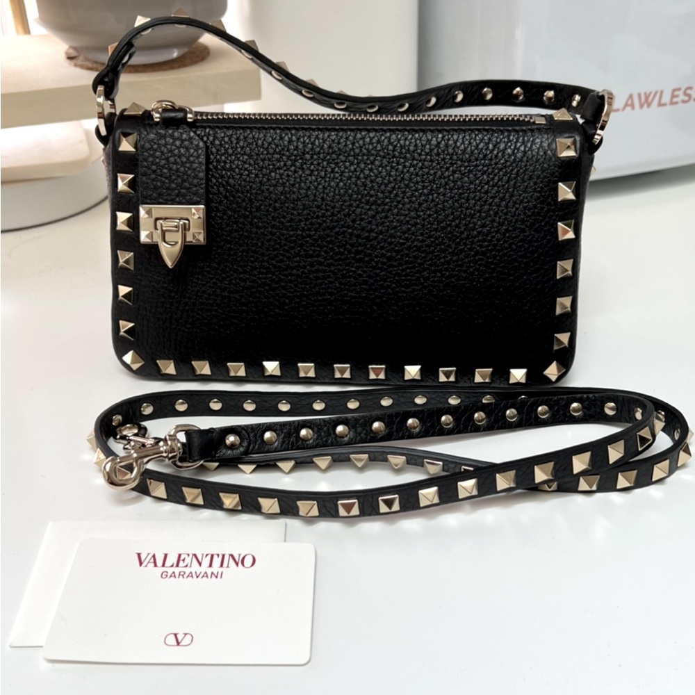 Valentino Garavani Rockstud Calfksin Small Shoulder Black Bag